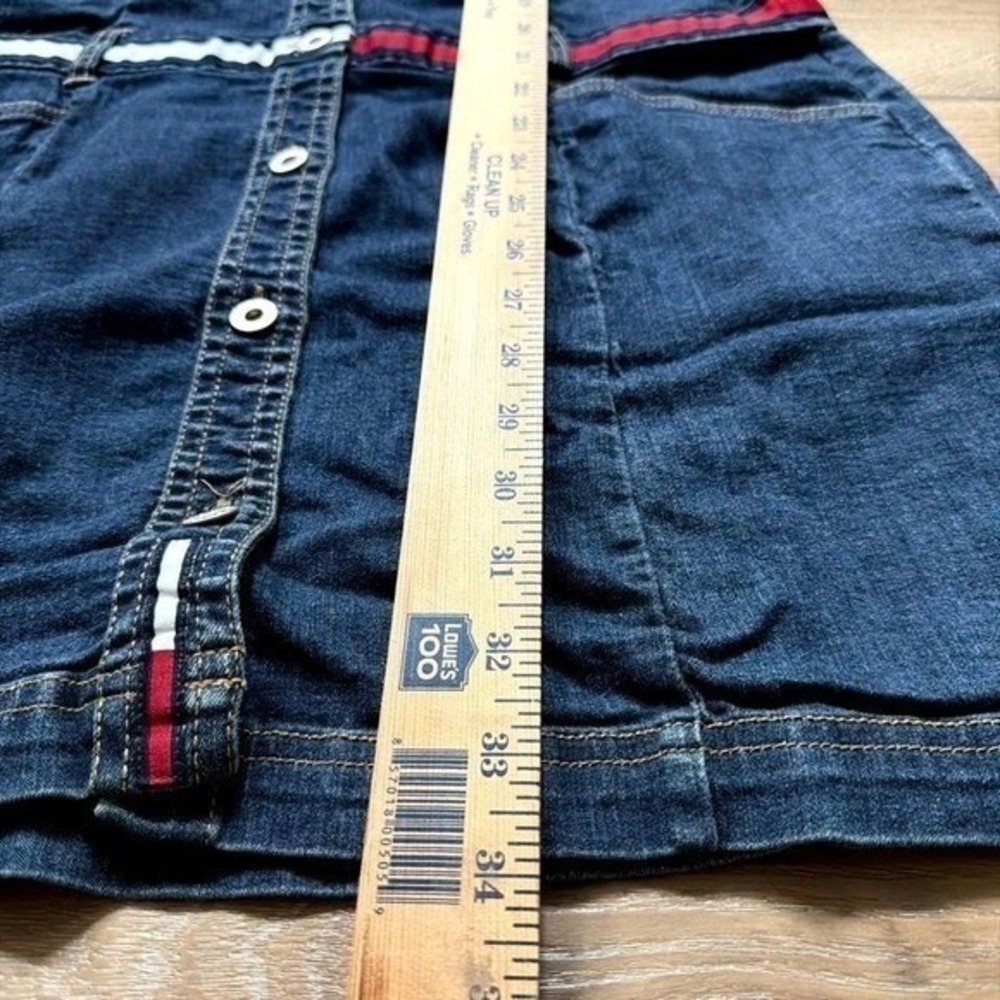 Tommy Jeans Denim Mini Dress Womens Large Blue Button Front Y2K Preppy Americana - Picture 8 of 10